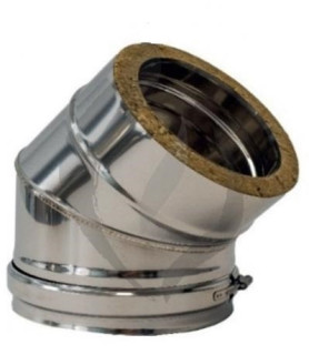 Coude à 45 degrés double paroi diamètre 80/130 mm pour poêle à pellets inox