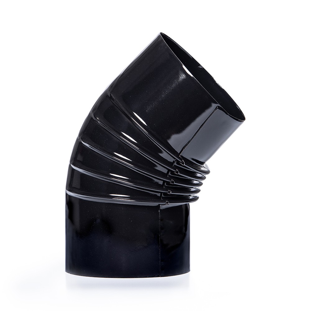 Coude 45° simple paroi noir poêle à pellets diamètre 150 mm
