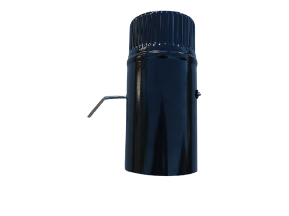 Tuyau de poêle à pellets simple paroi acier émaillé noir diamètre 150 mm de 25 cm de long avec clé de tirage