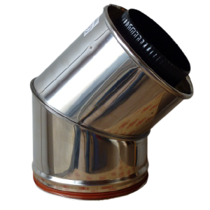 Coude à 45 degrés double paroi diamètre 120 mm pour poêle à pellets inox