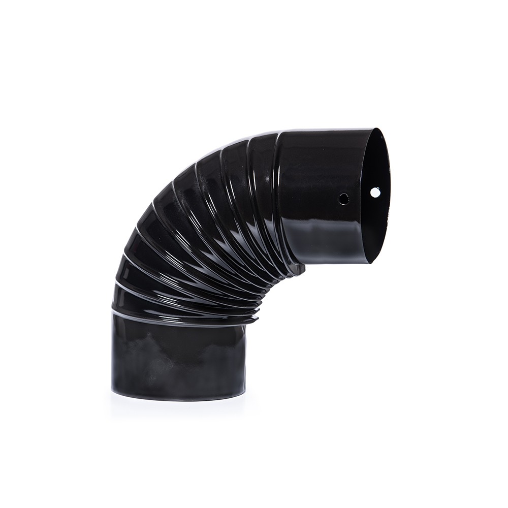 Coude 90° simple paroi noir poêle à bois diamètre 130 mm