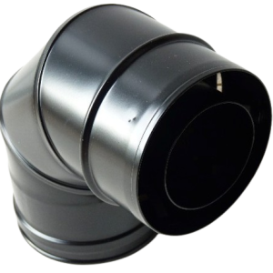 Coude 90° noir poêle à pellets diamètre 80-125 mm