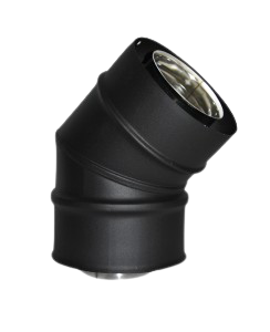 Coude 45° noir poêle à pellets diamètre 80-125 mm