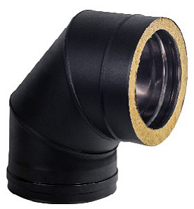Coude 90° Double paroi isolé diamètre 80/130 mm pour poêle à granulés