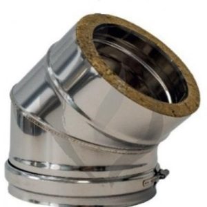 Coude à 45 degrés double paroi diamètre 80/130 mm pour poêle à pellets inox