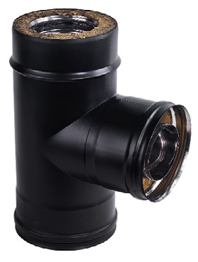Tuyau en T 90° avec bouchon Double paroi isolé diamètre 80/130 mm